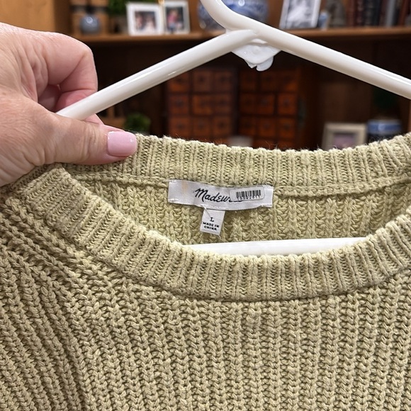 Madewell Textural-Knit Pullover Sweater in Green Large - Picture 9 of 10